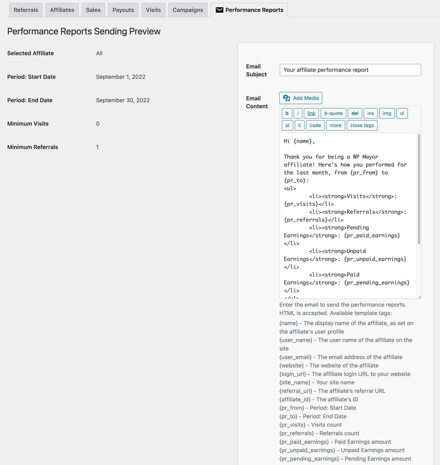 Adjust performance report
