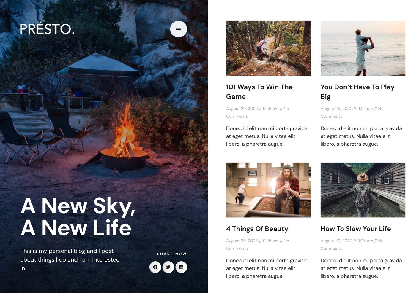 Presto blog template