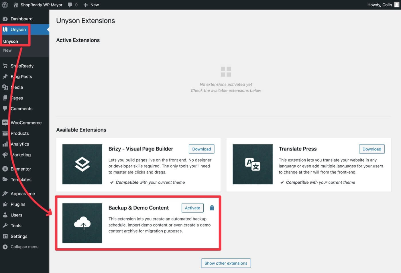 Enable demo importer
