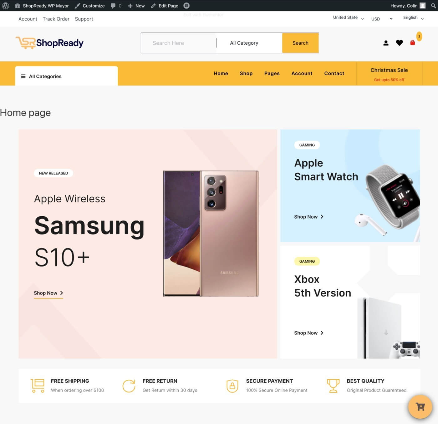 Example of ShopReady demo site