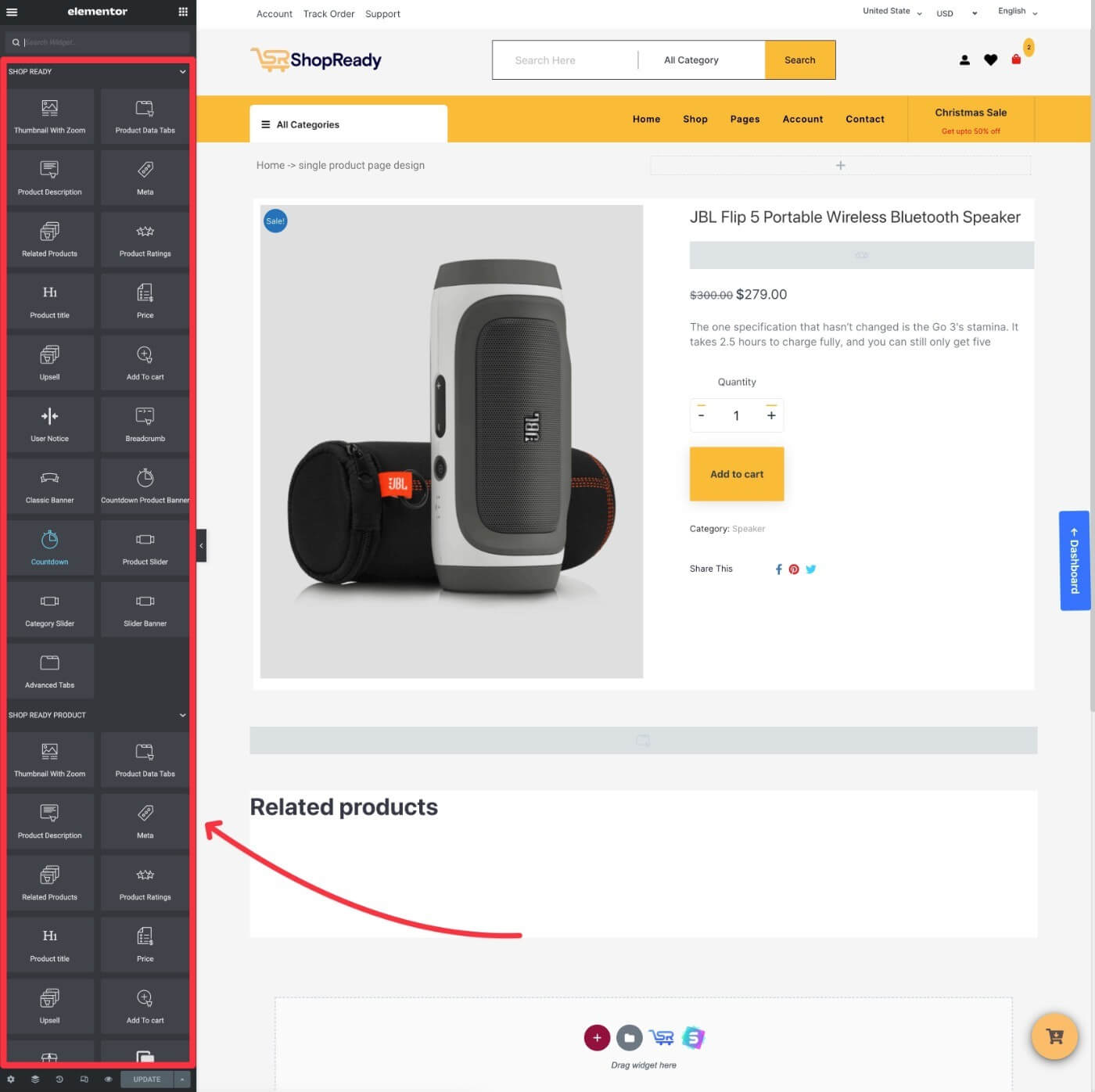 Special ShopReady Elementor widgets
