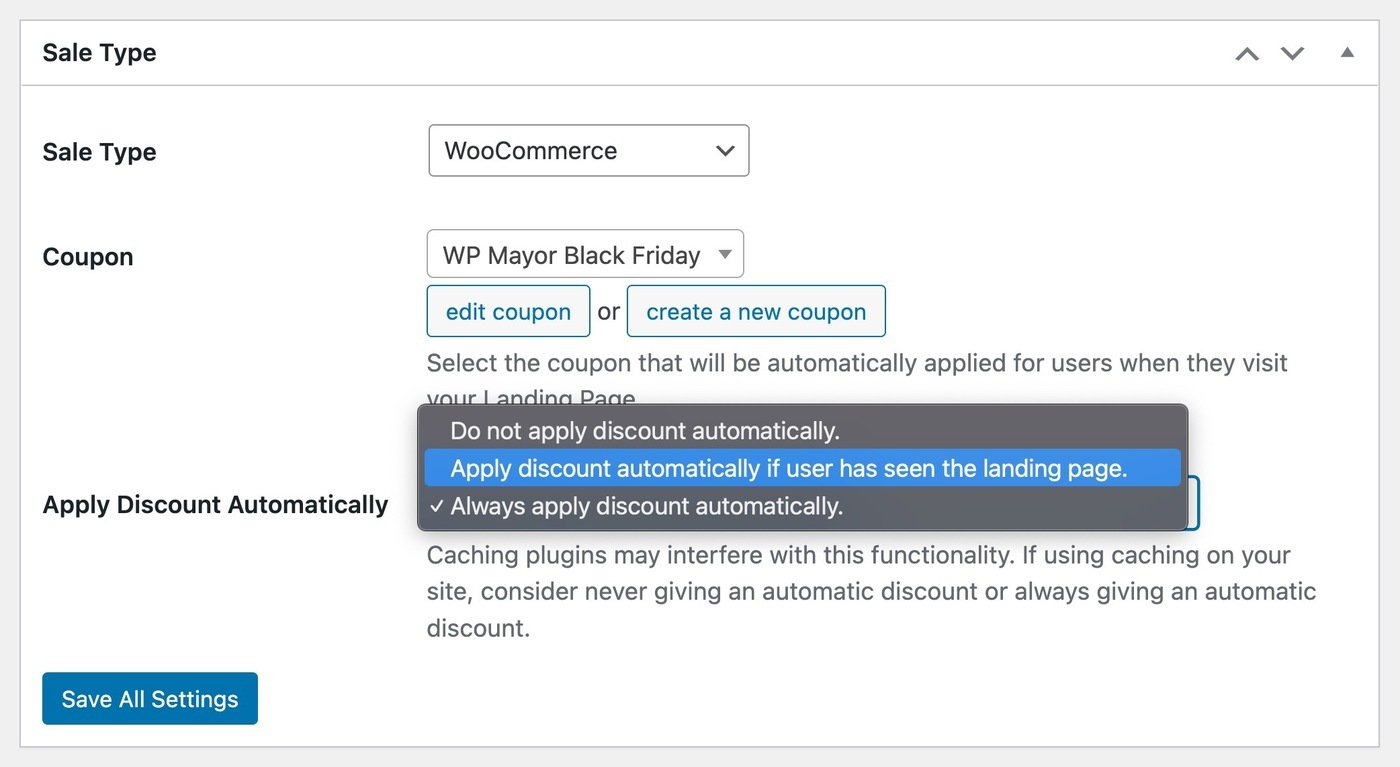 Configure sale type
