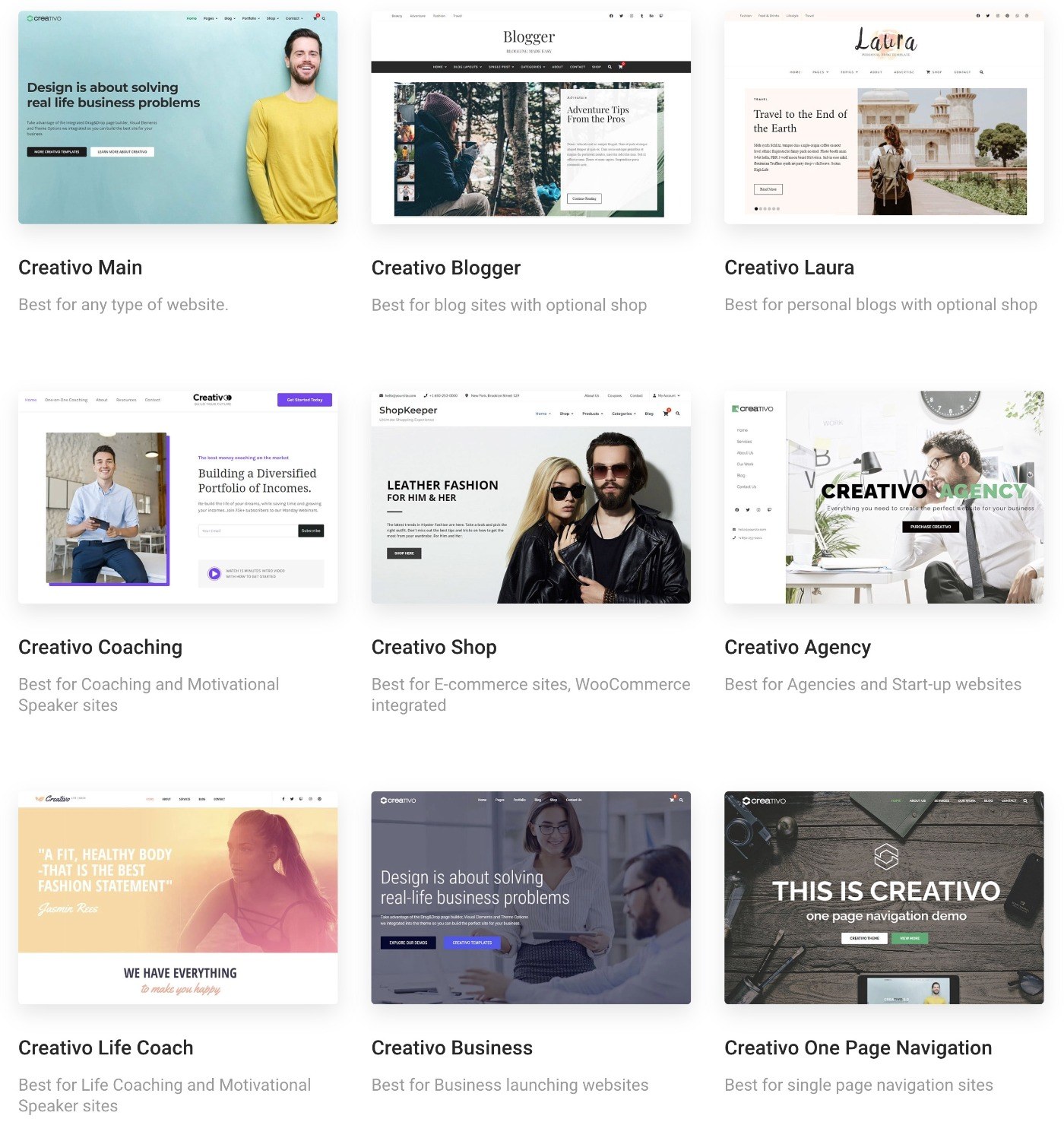 Creativo demo sites