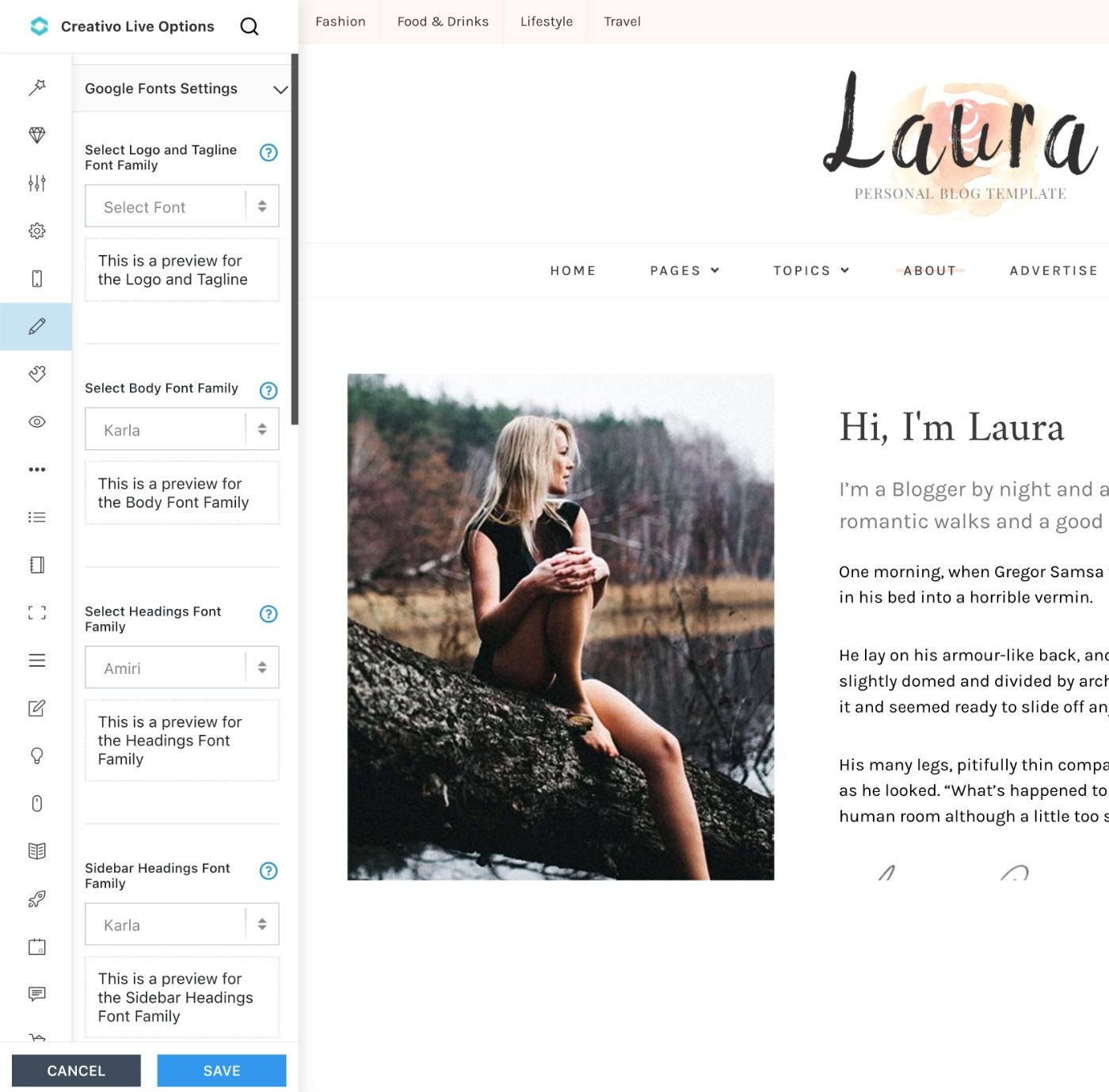 Typography options
