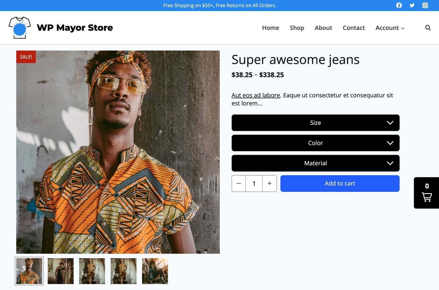 Shopify product on WordPress