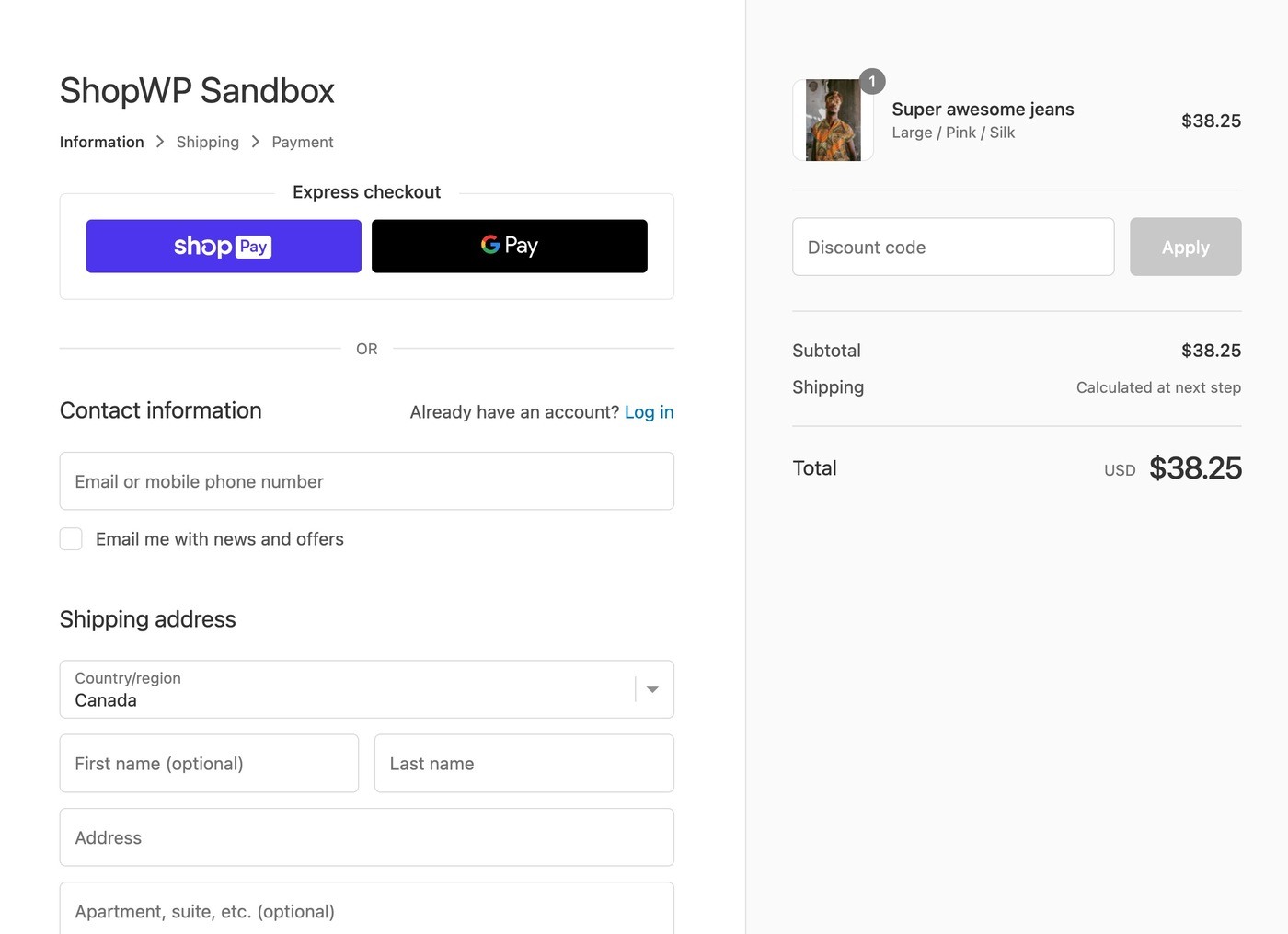 Shopify checkout