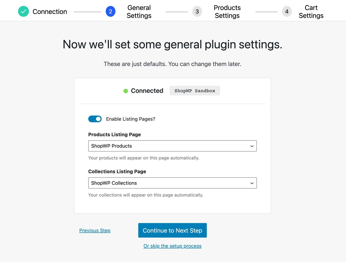 Product listing page