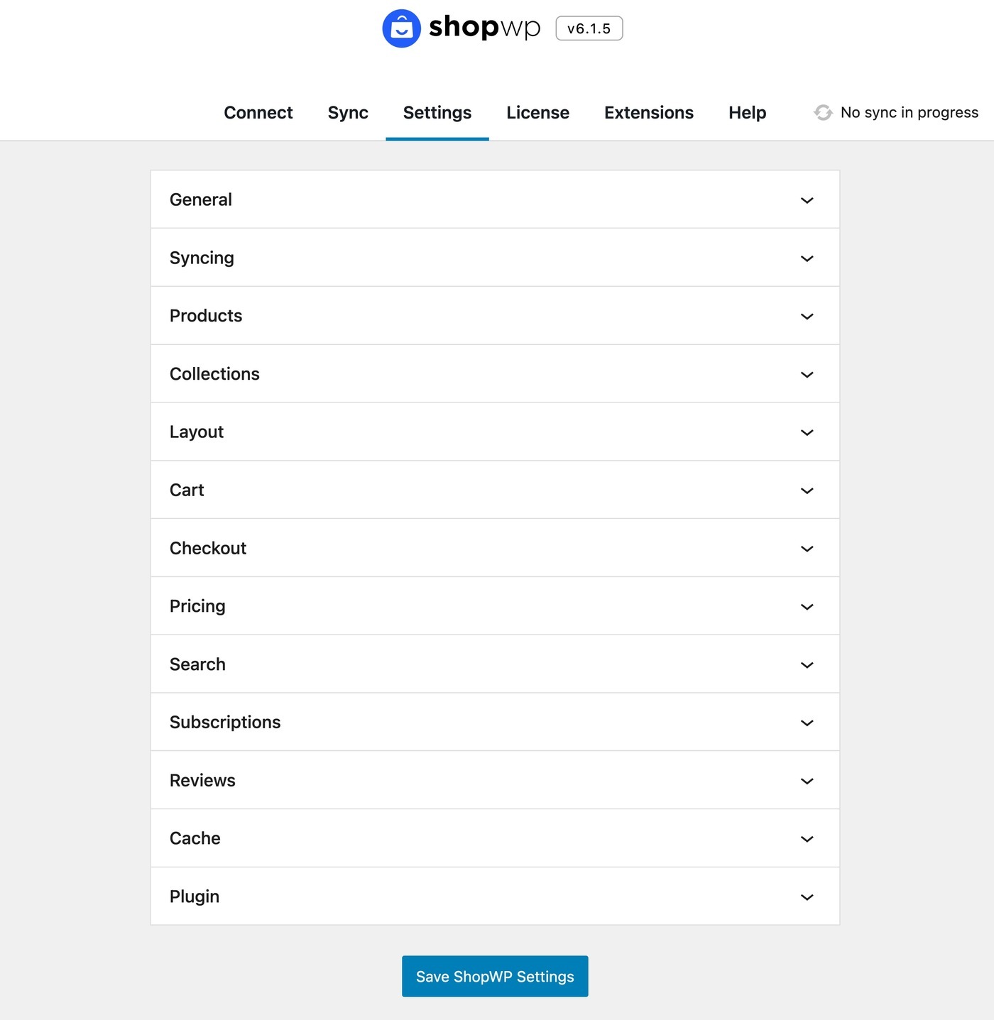 ShopWP settings