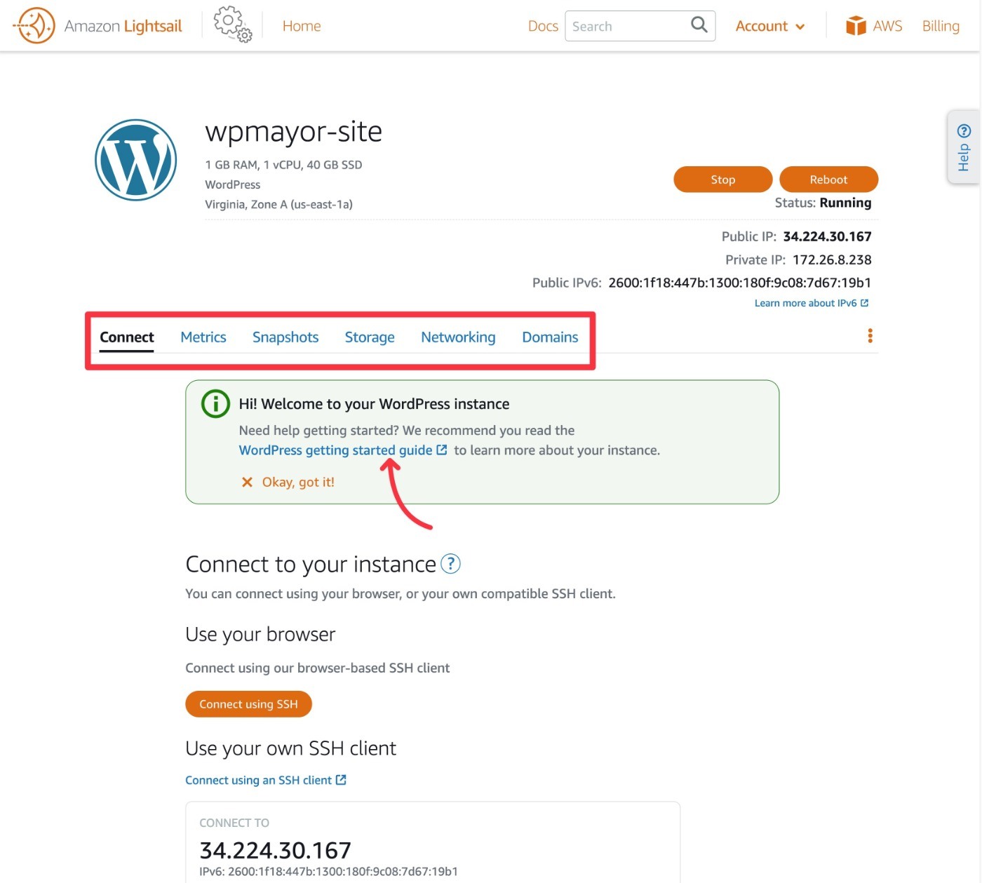 Managing instance