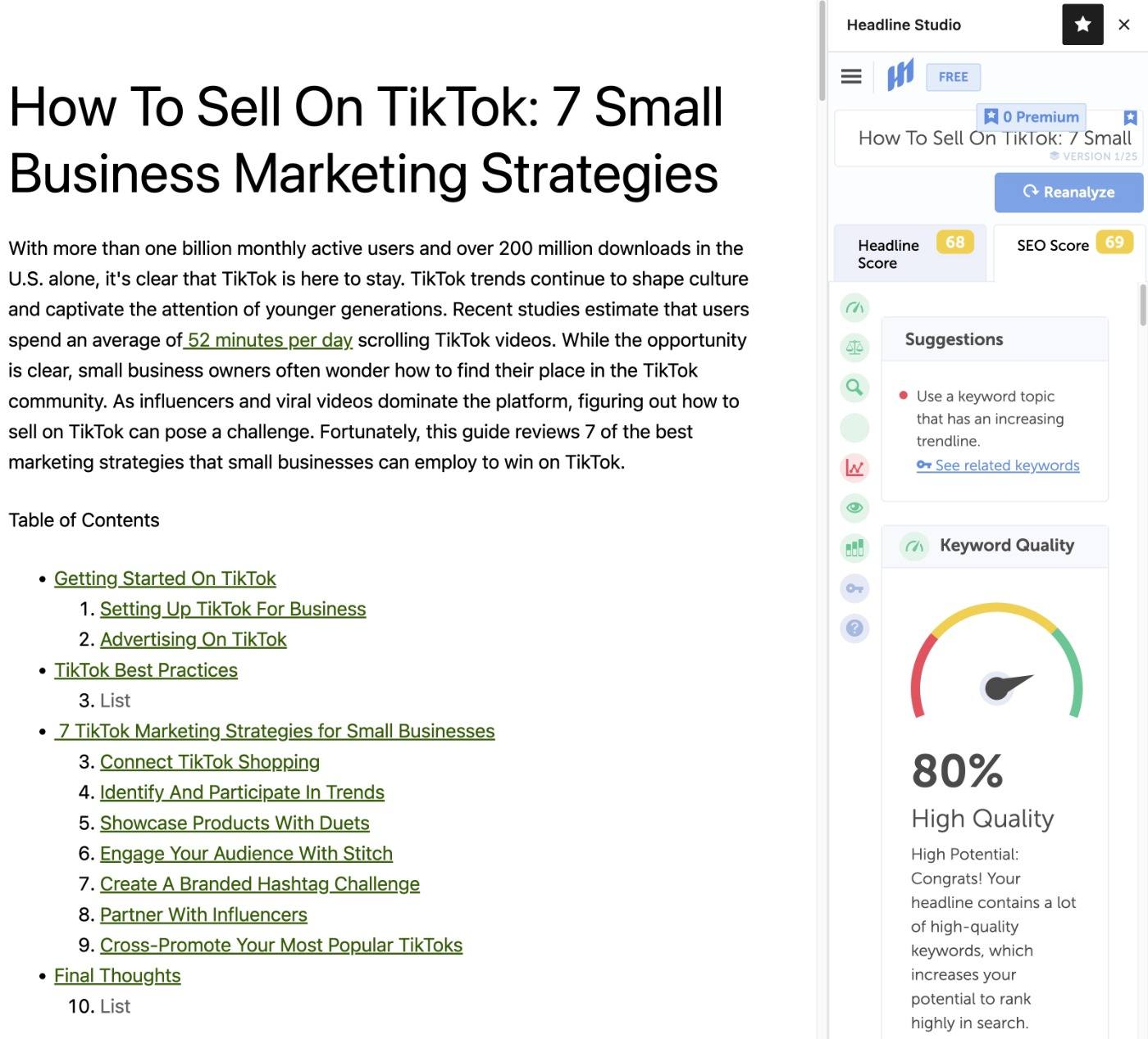 SEO suggestions