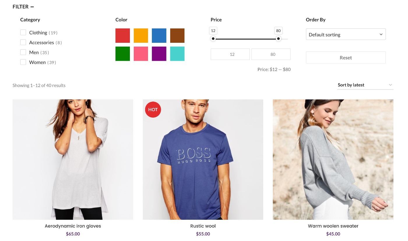 Horizonal product filters
