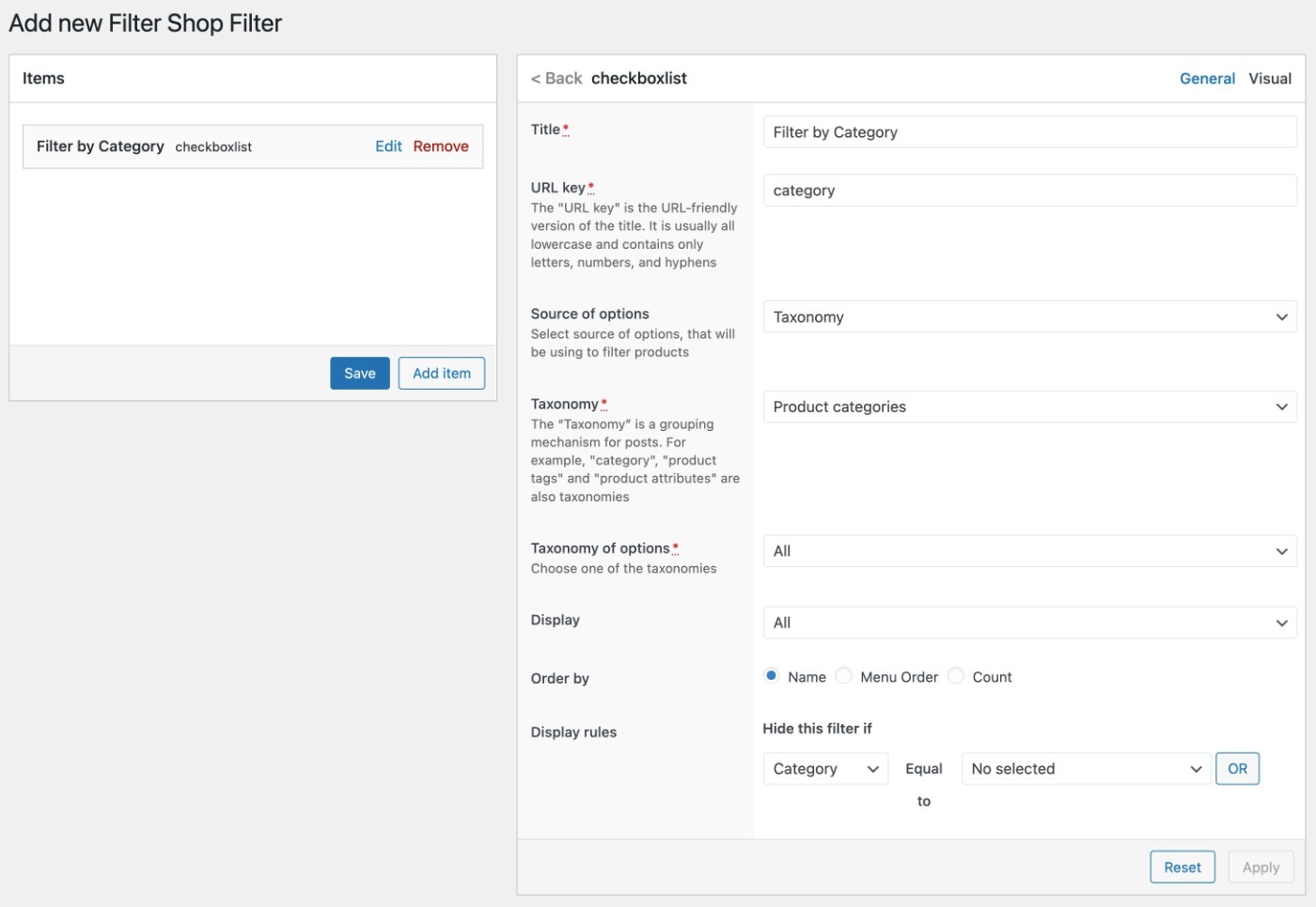 Customize filter