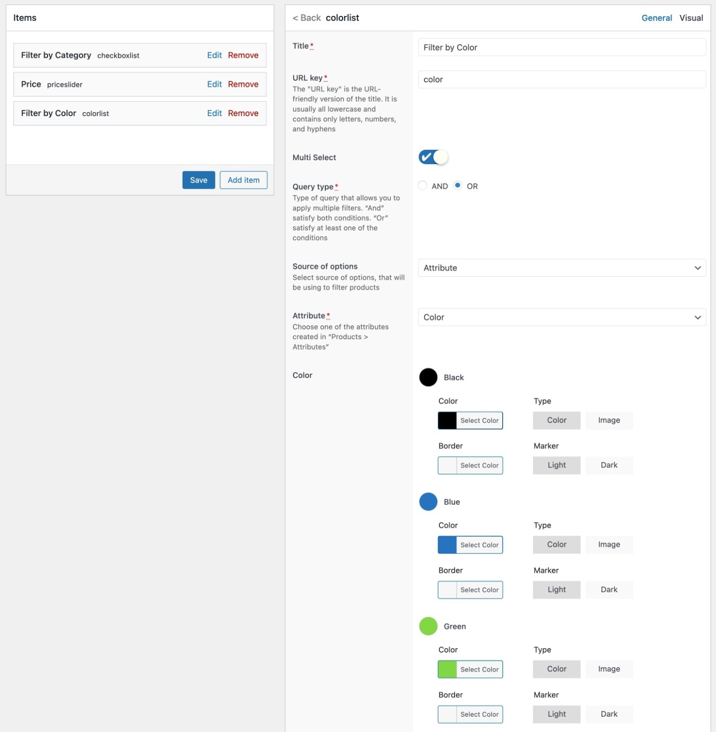 Color list