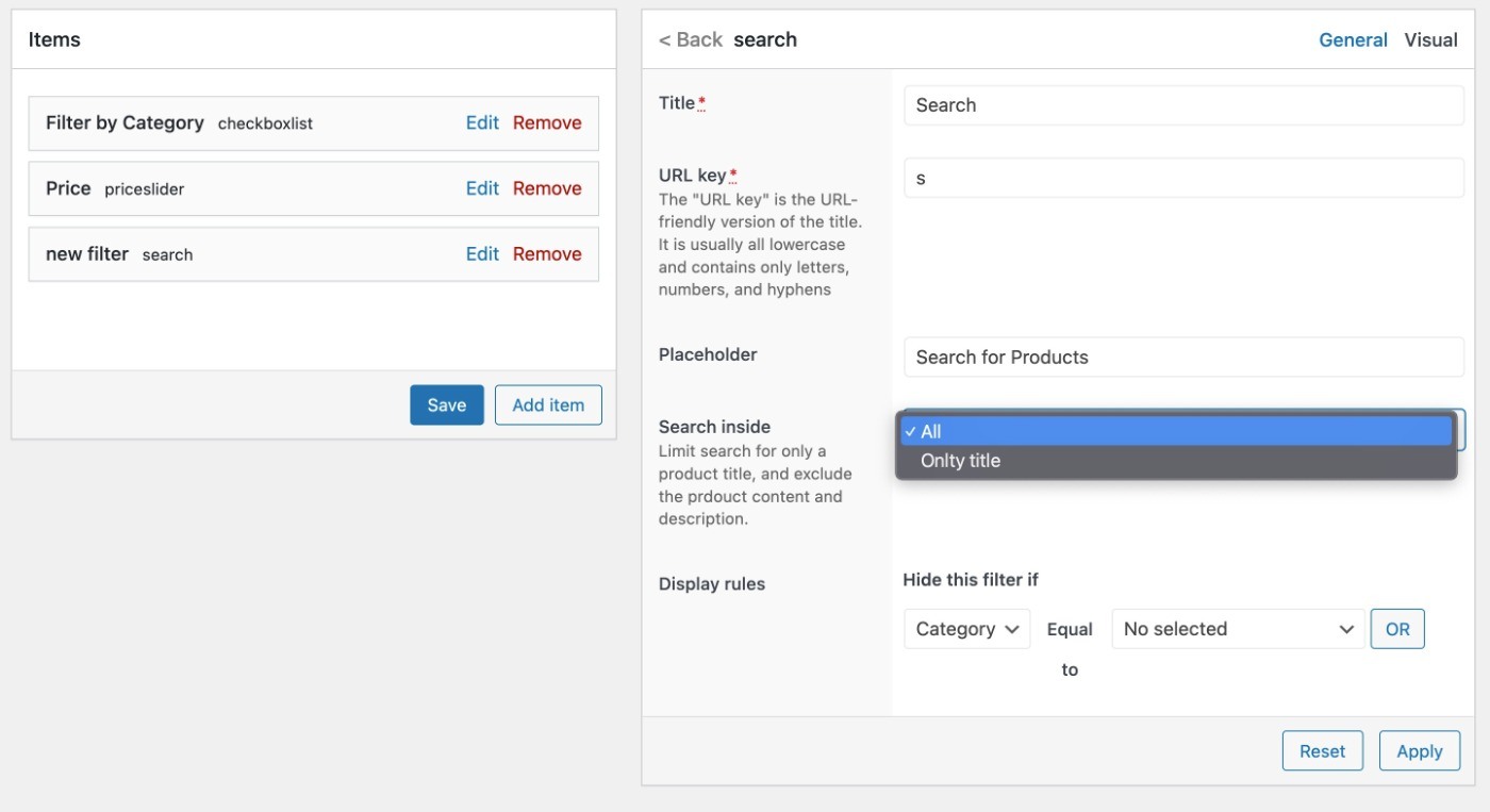 Search filter