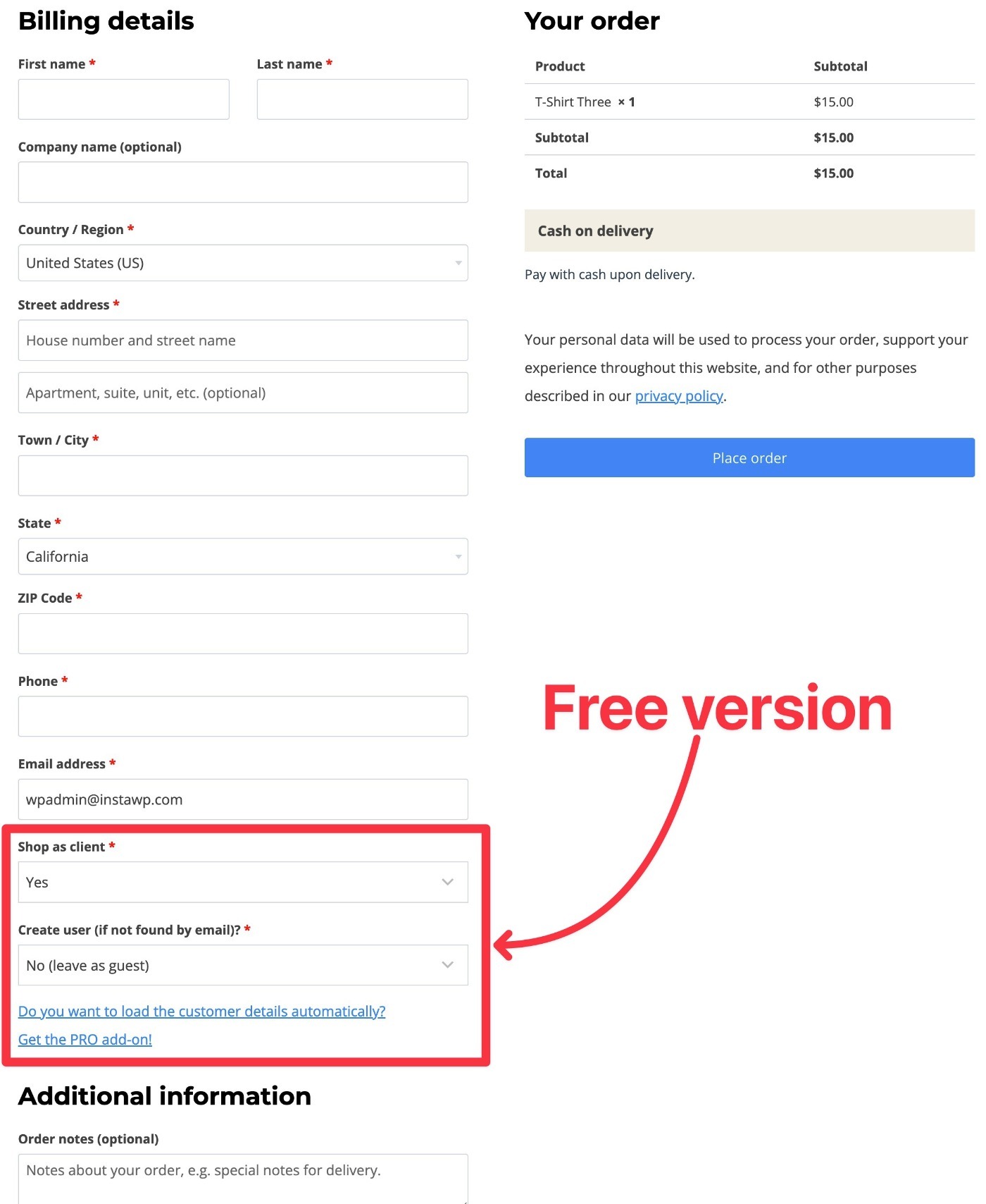 Shop As Client for WooCommerce free plugin
