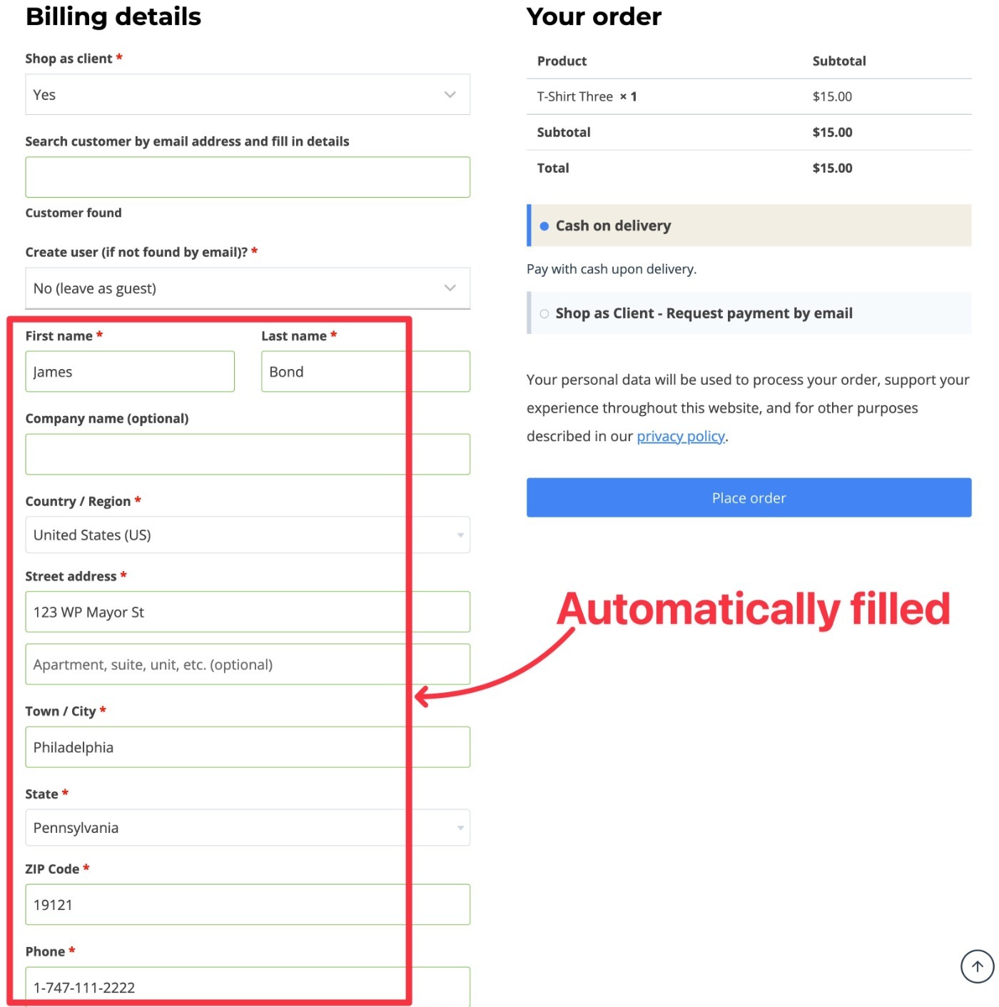 Auto-fill customer information