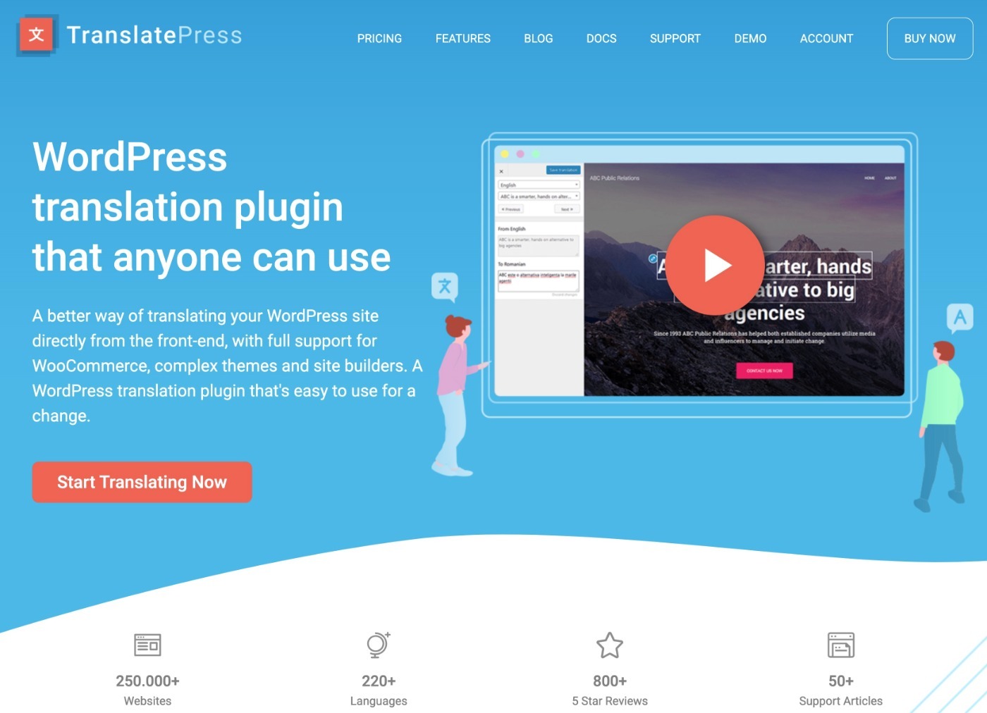 TranslatePress' website homepage.