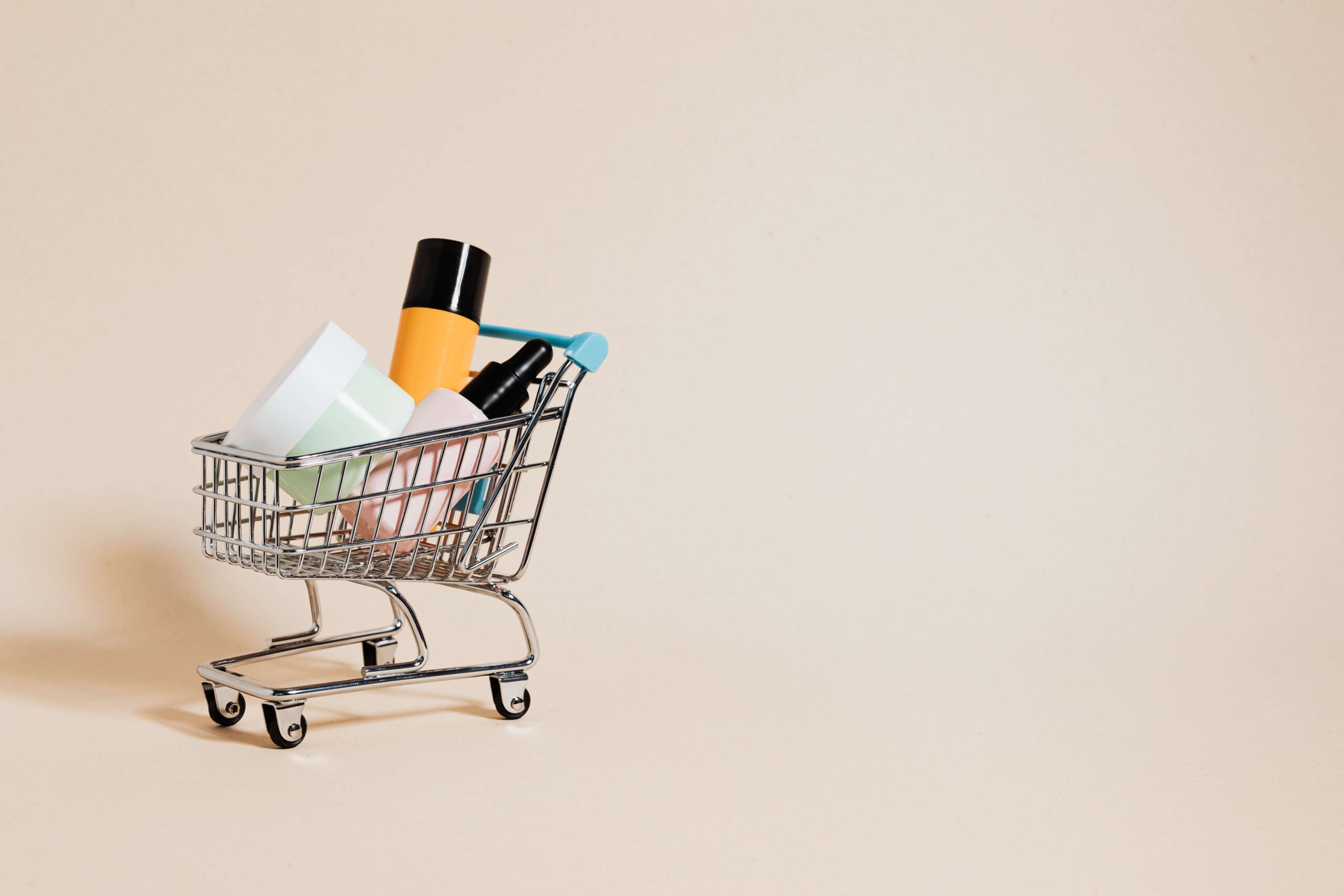 mini shopping cart with products