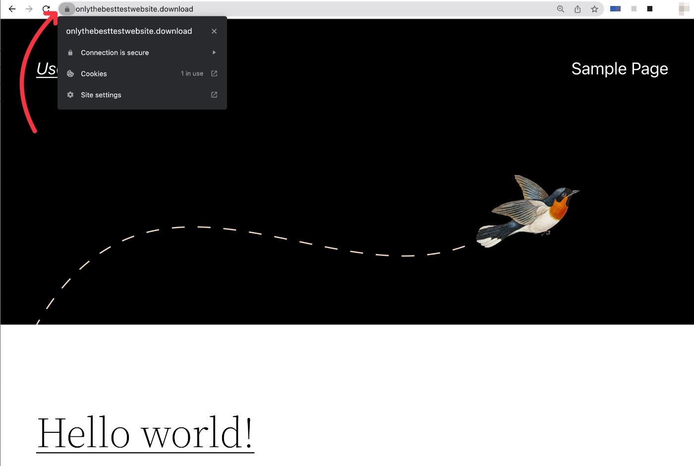 WordPress site with SSL certificate