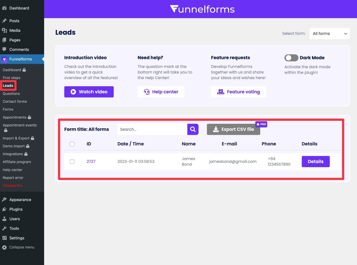 Lead database