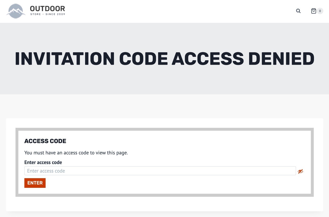Access code denied page