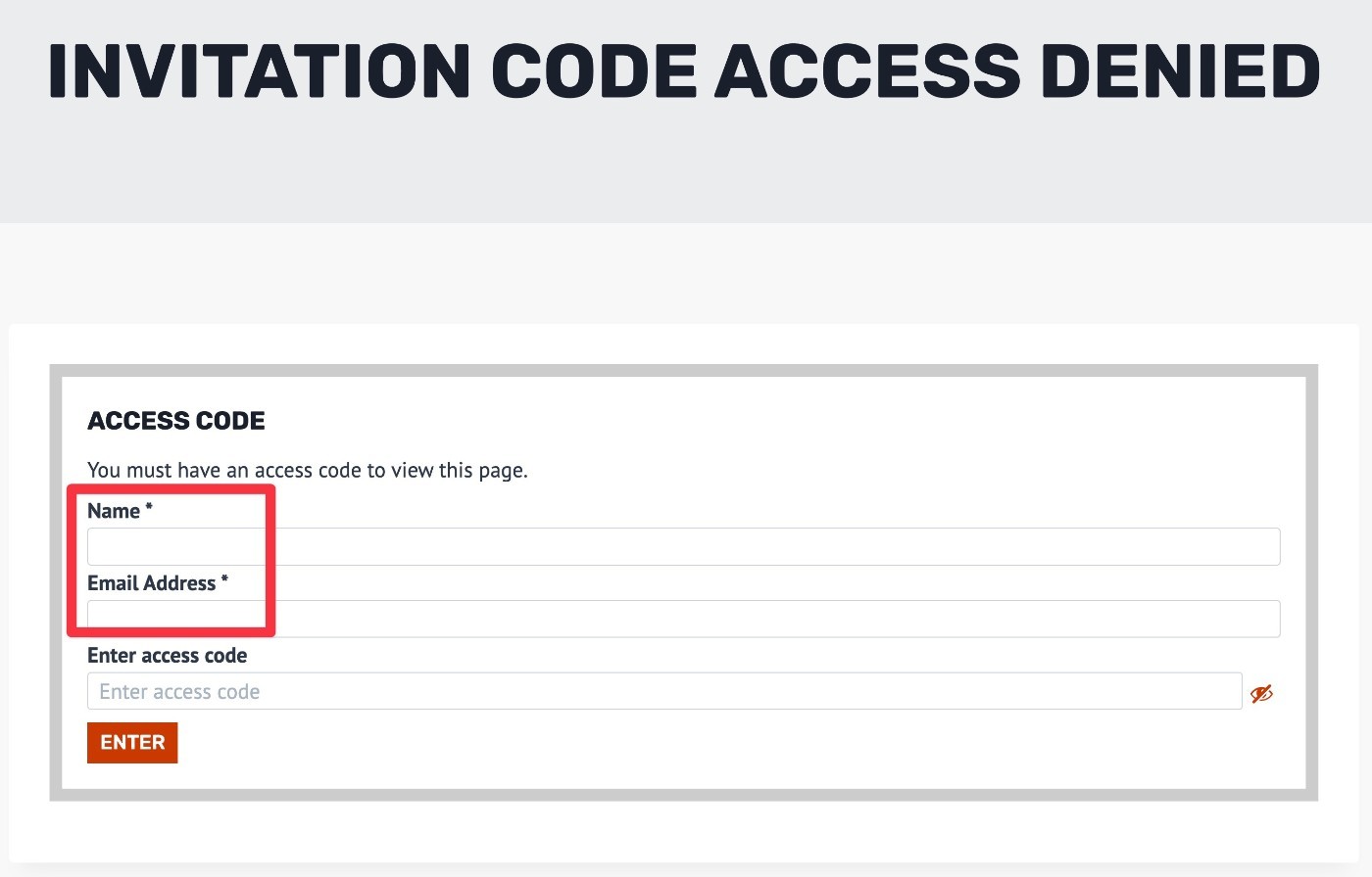 Add fields to access code page
