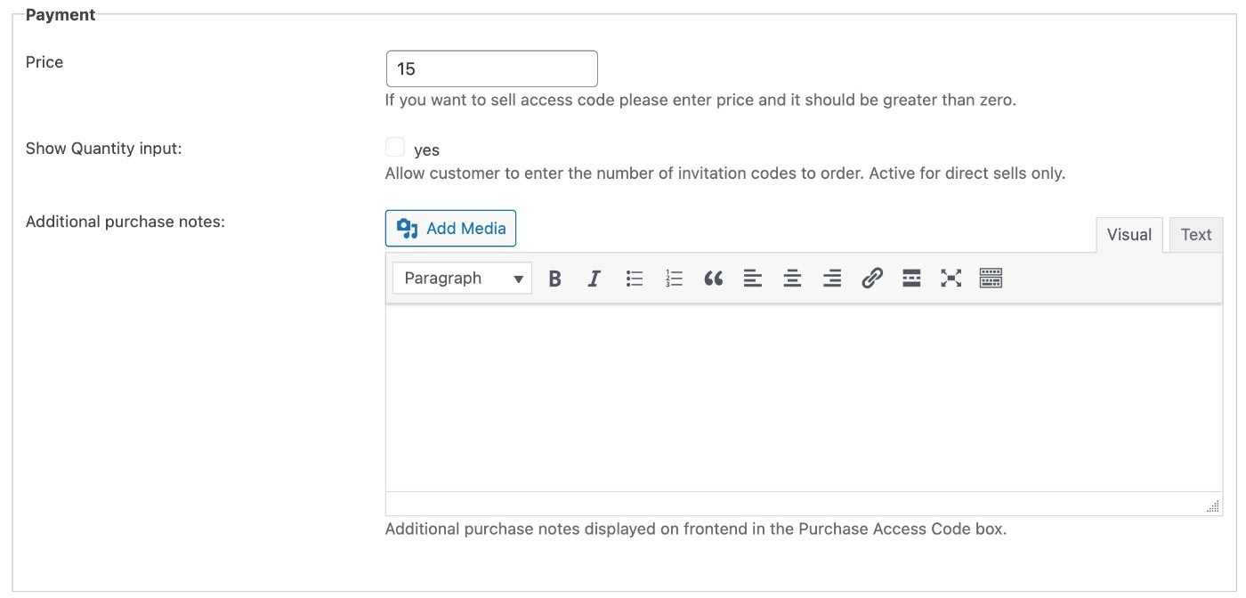 Sell access codes
