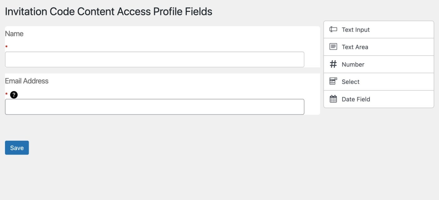 Access code form builder