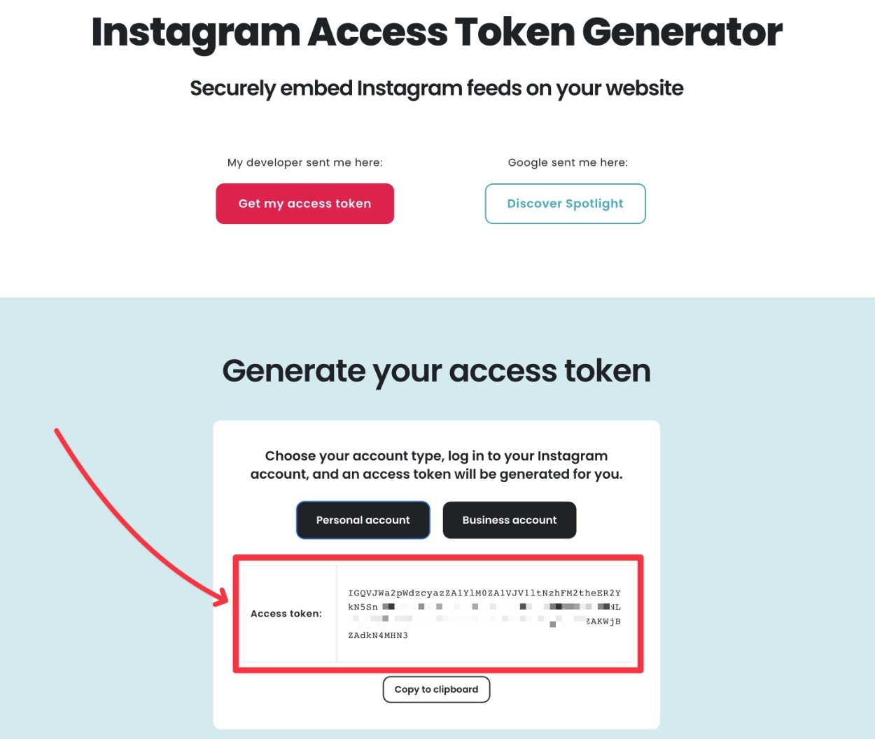 Your Instagram access token