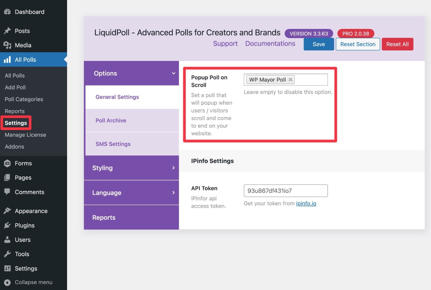 Poll popup