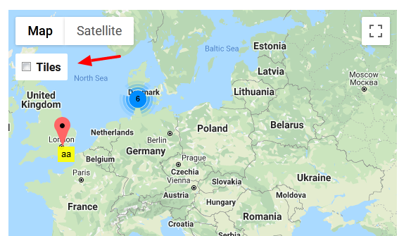 Select the Tiles button to show or hide tiles