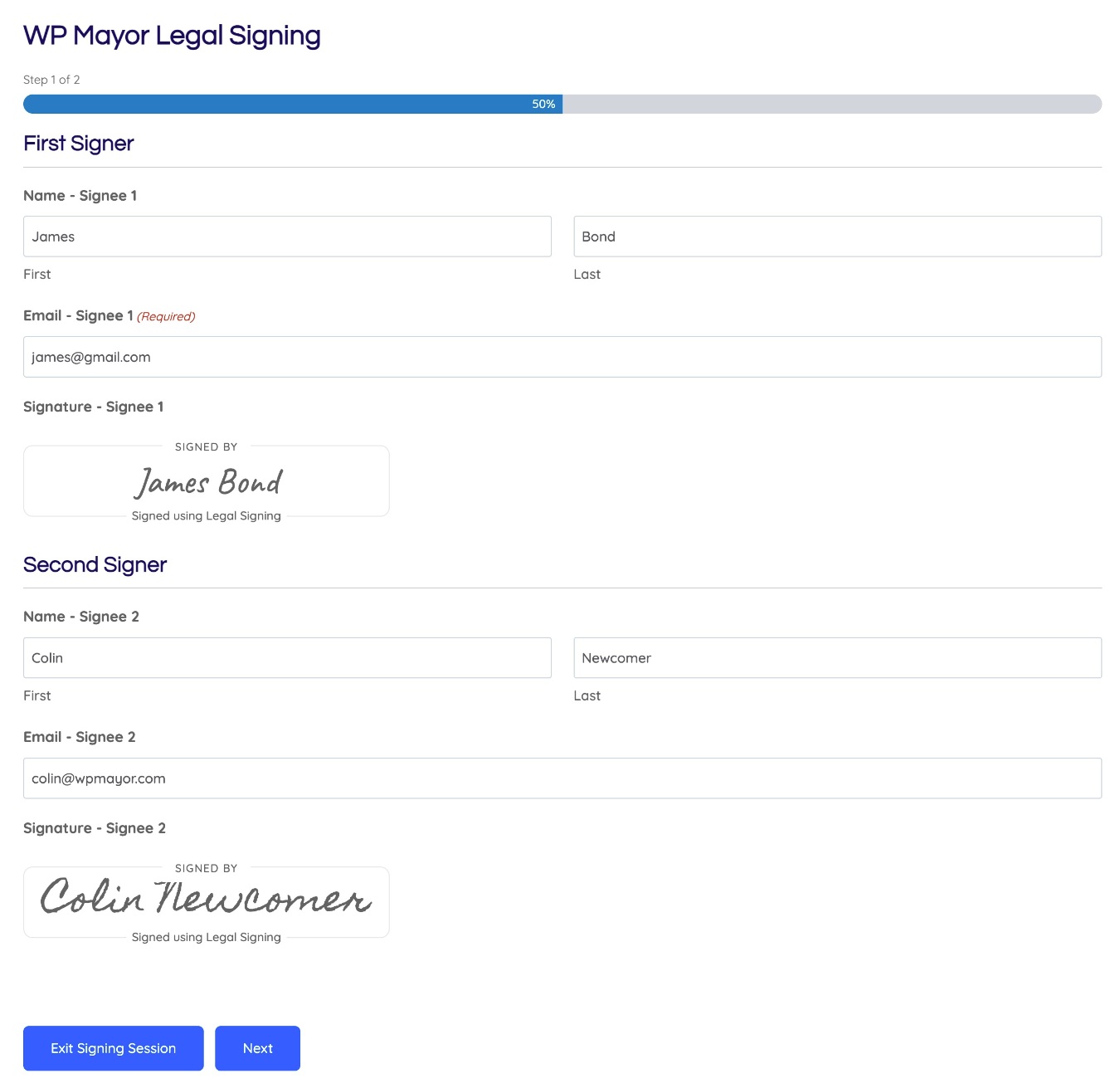 Second signer