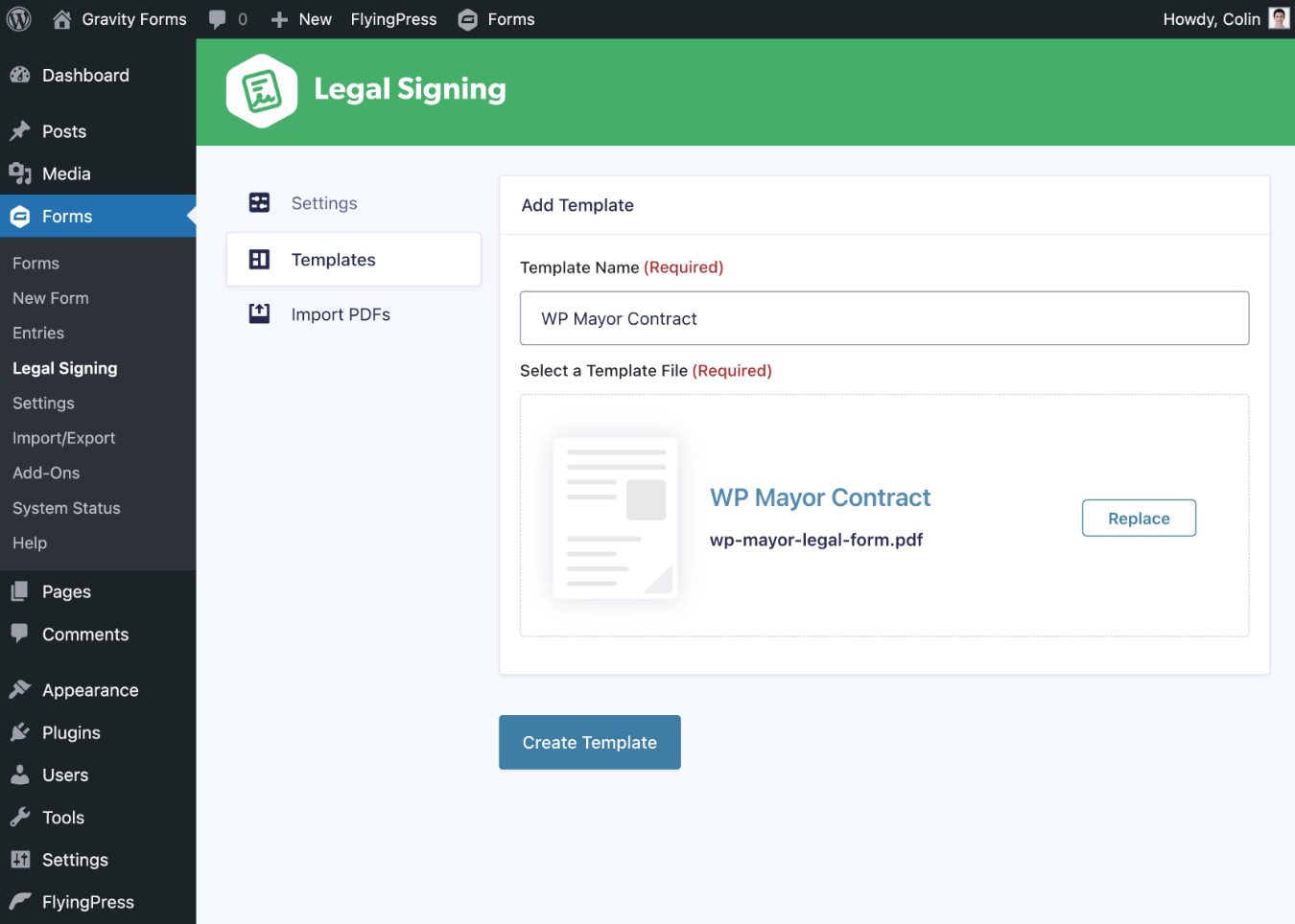 Upload a contact template
