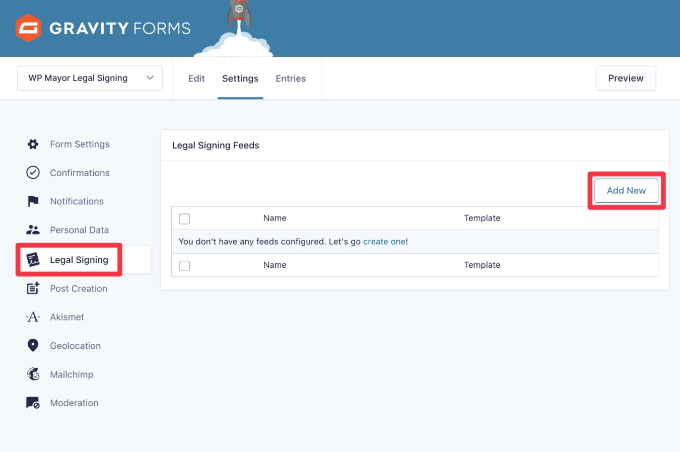 Create legal signing feed
