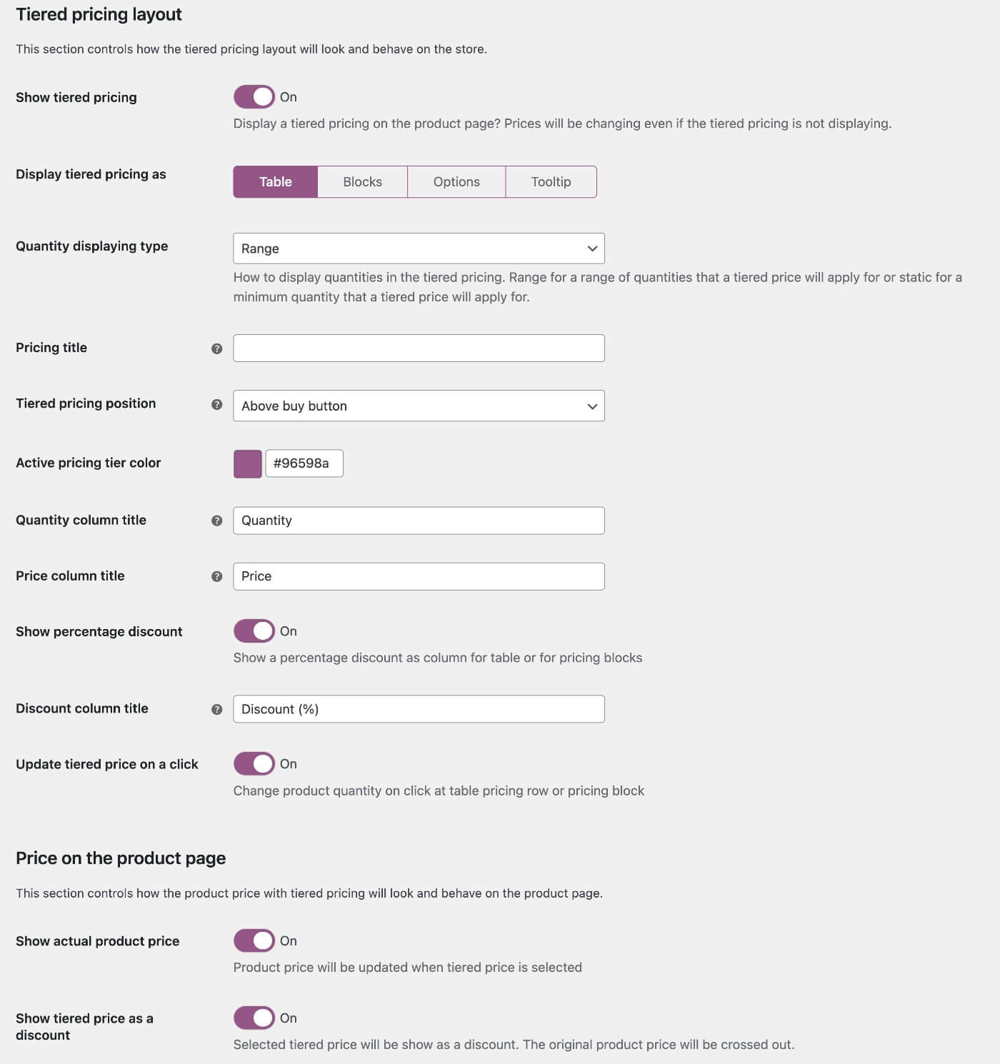 General settings