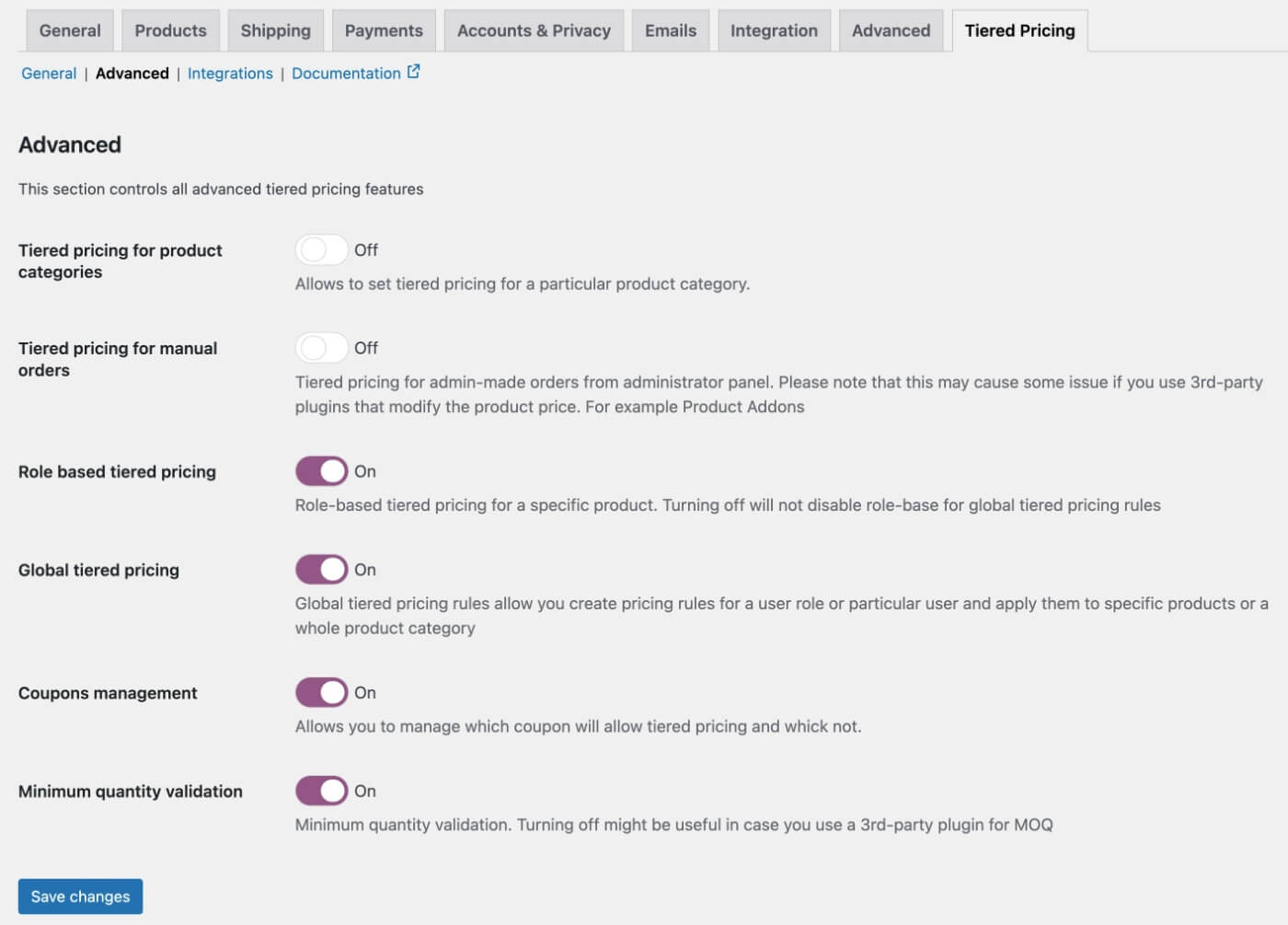 Advanced settings