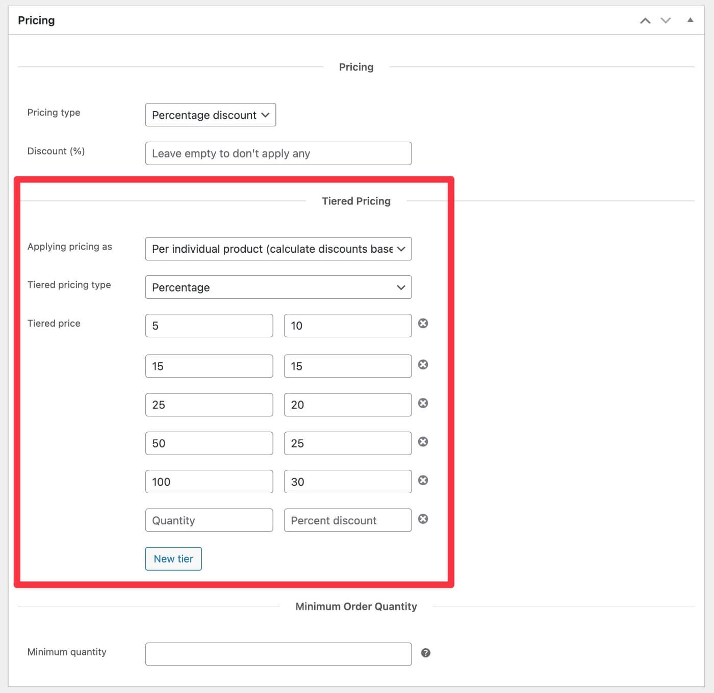 tiered pricing for WooCommerce