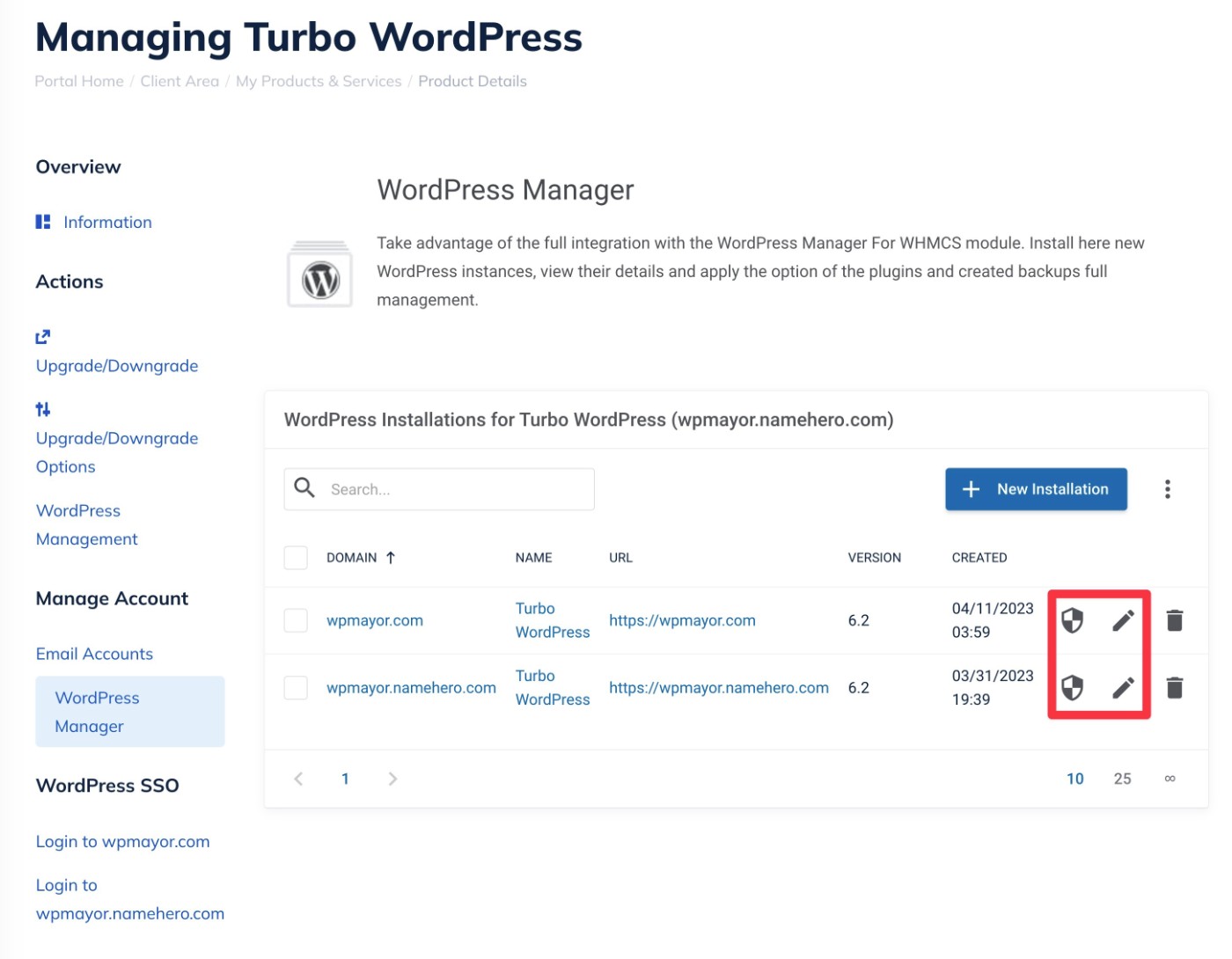 Managing sites