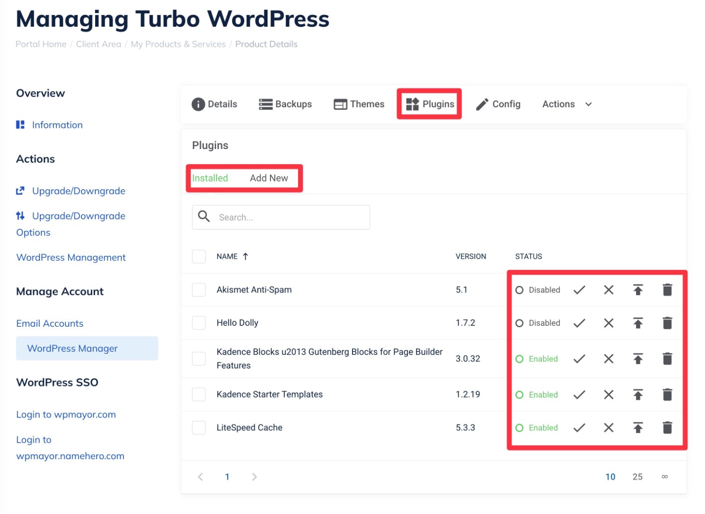 Managing plugins