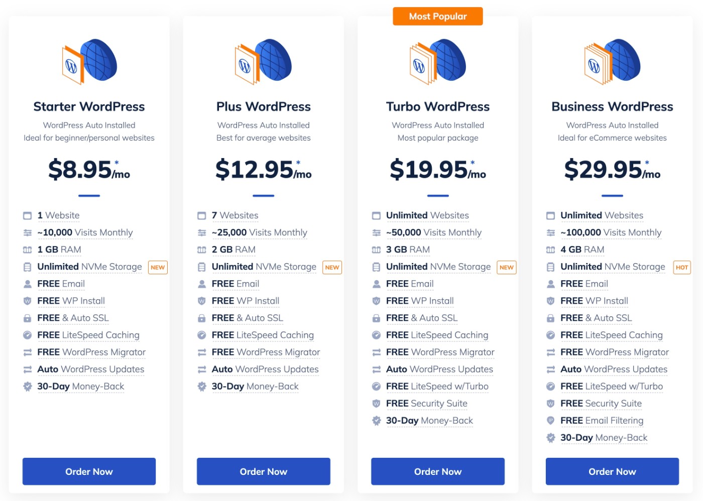 NameHero WordPress hosting pricing