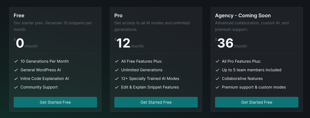 CodeWP Pricing 