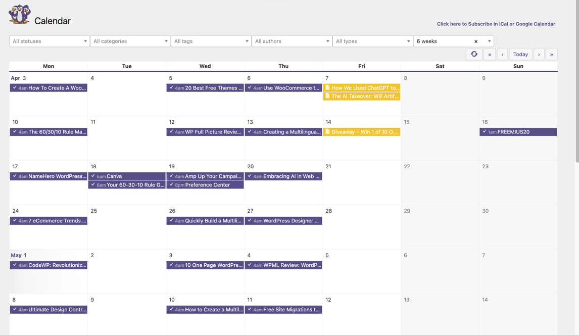 Master content strategy with PublishPress calendar view