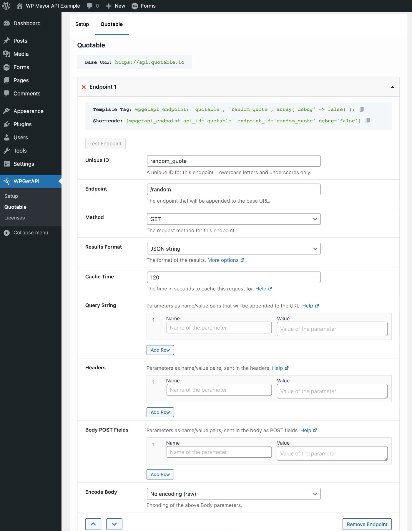 Adding an endpoint