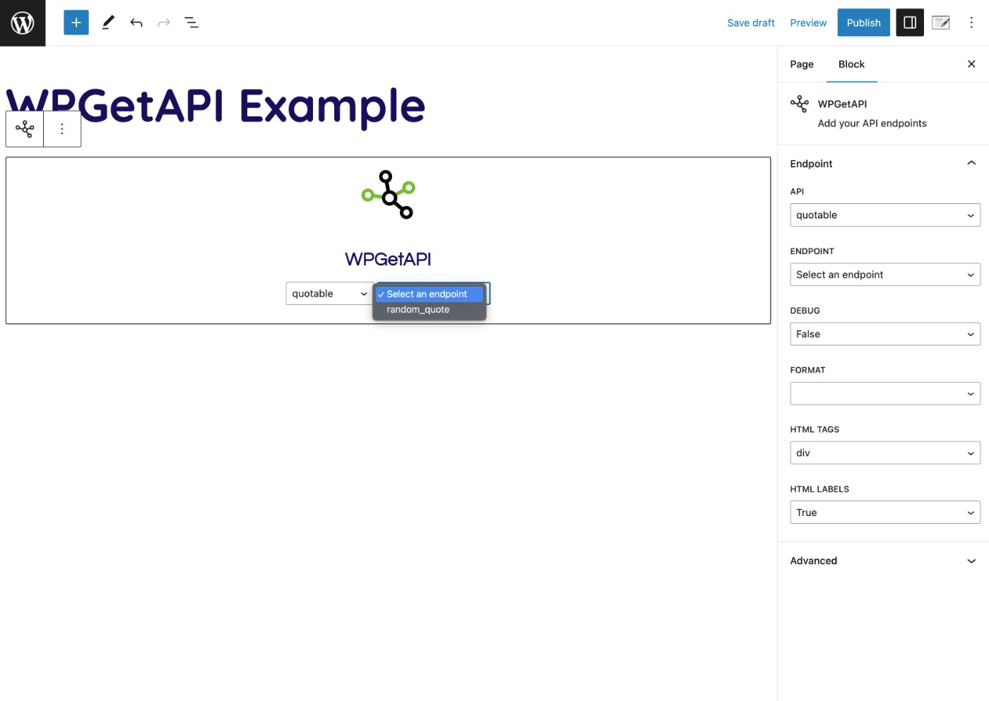 WPGetAPI block
