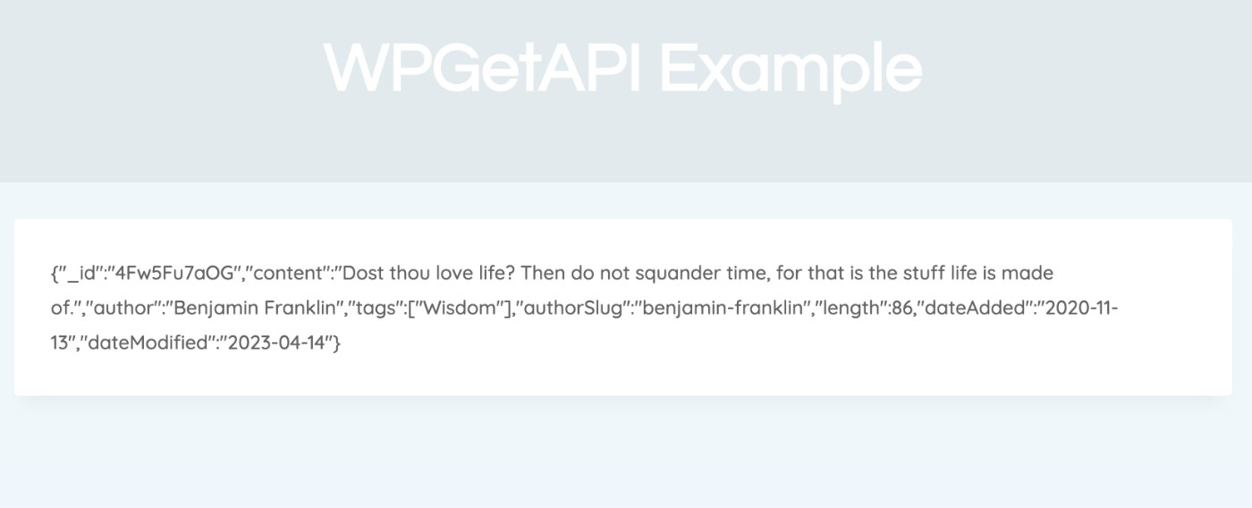 Raw API data