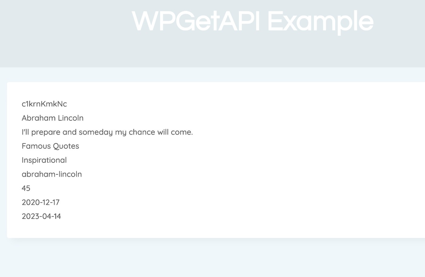 API data formatted as HTML