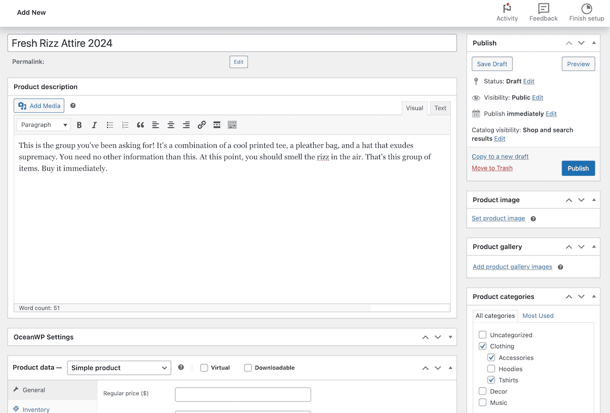 A WooCommerce product page.