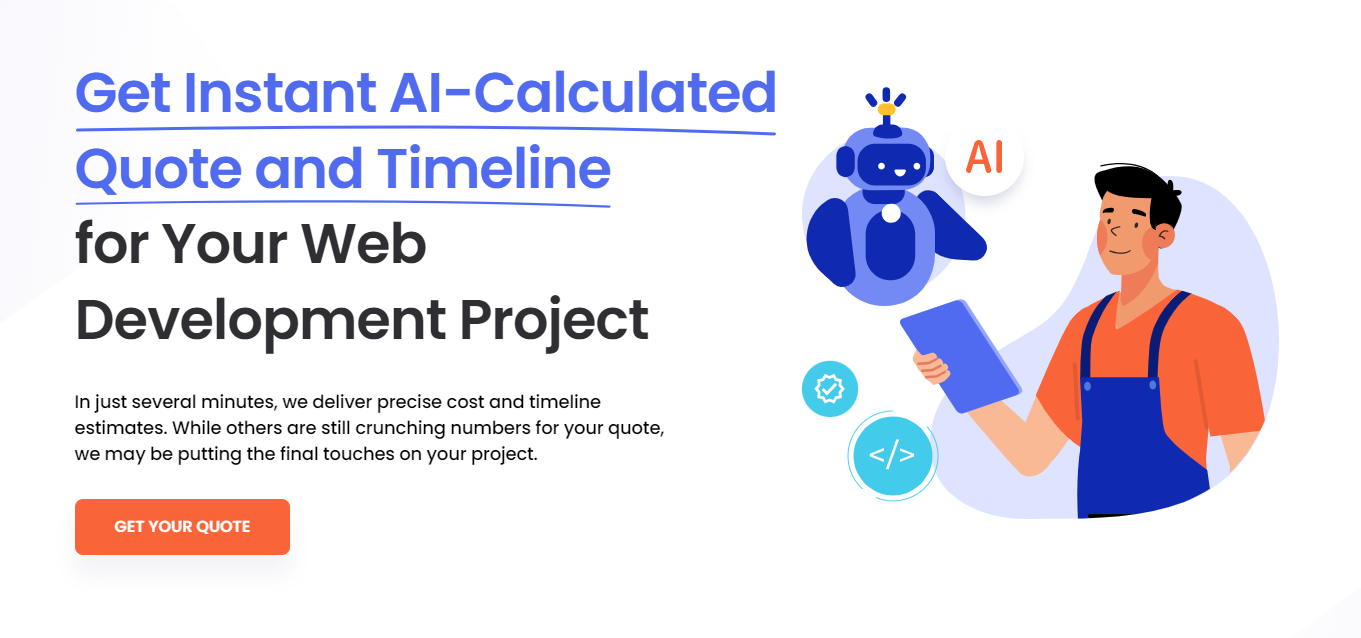 The GetDevDone website for its AI Quote Calculator tool.