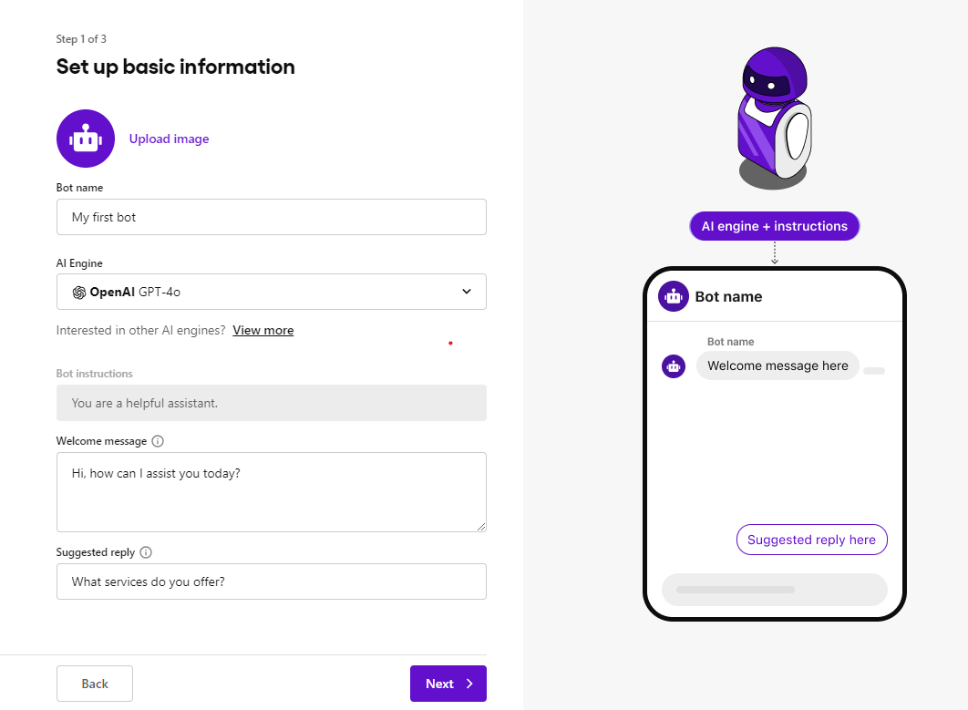 Setting up a new application on the Sendbird Basic Information screen.