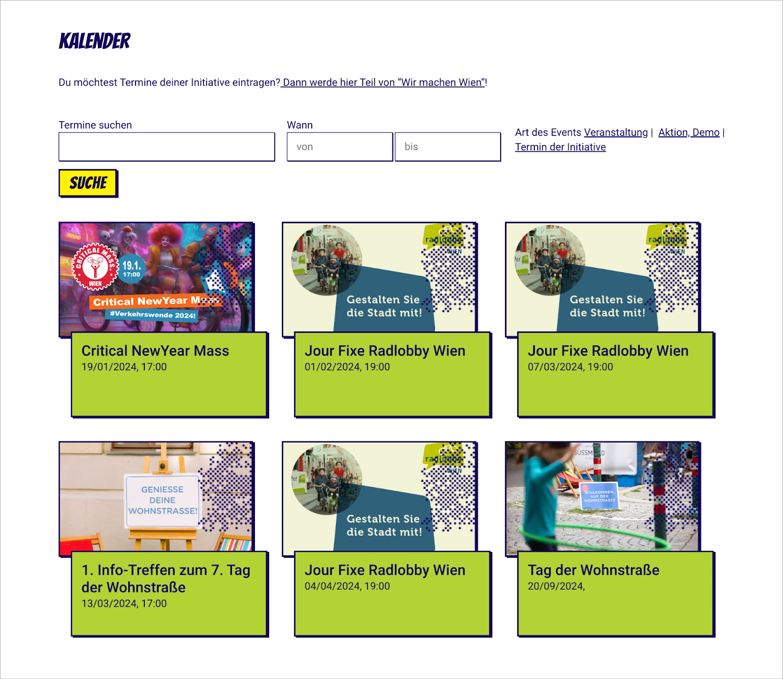 The event showcase on the Wir Machen Wien website.
